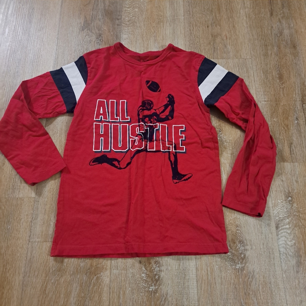 The Children's Place Kids Red Black White Long Sleeve Sports Shirt Boy's Size M